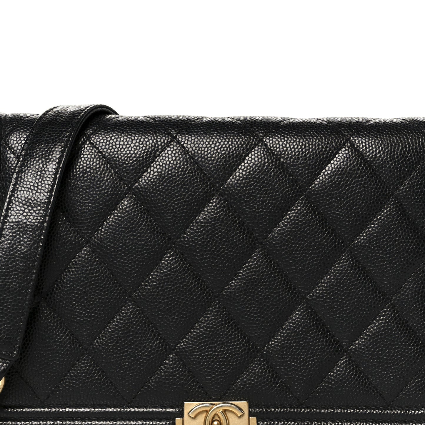 Caviar Quilted Boy Wallet On Chain WOC Black
