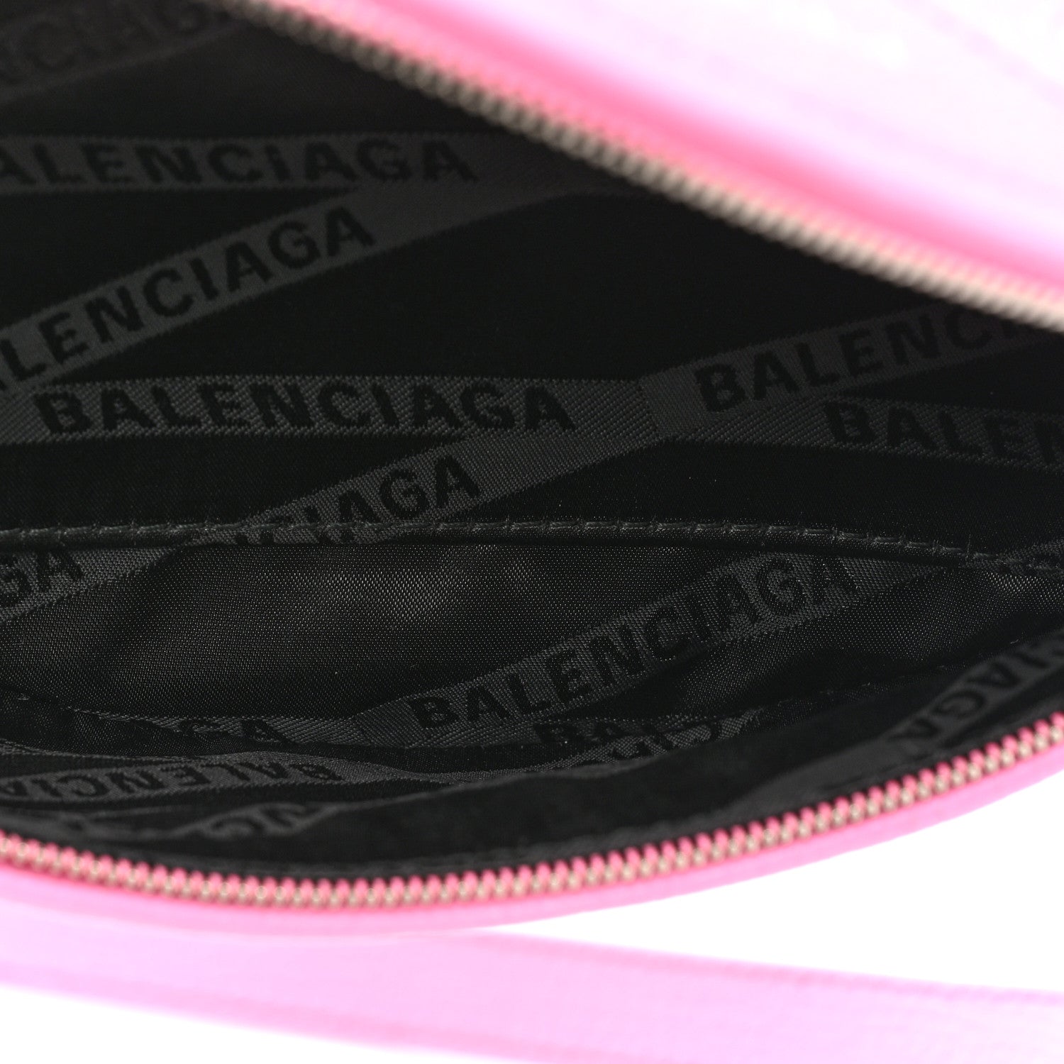 Balenciaga Shiny Goatskin Allover Logo Embossed XXS Souvenir Belt Bag Acid Pink 5 of 13