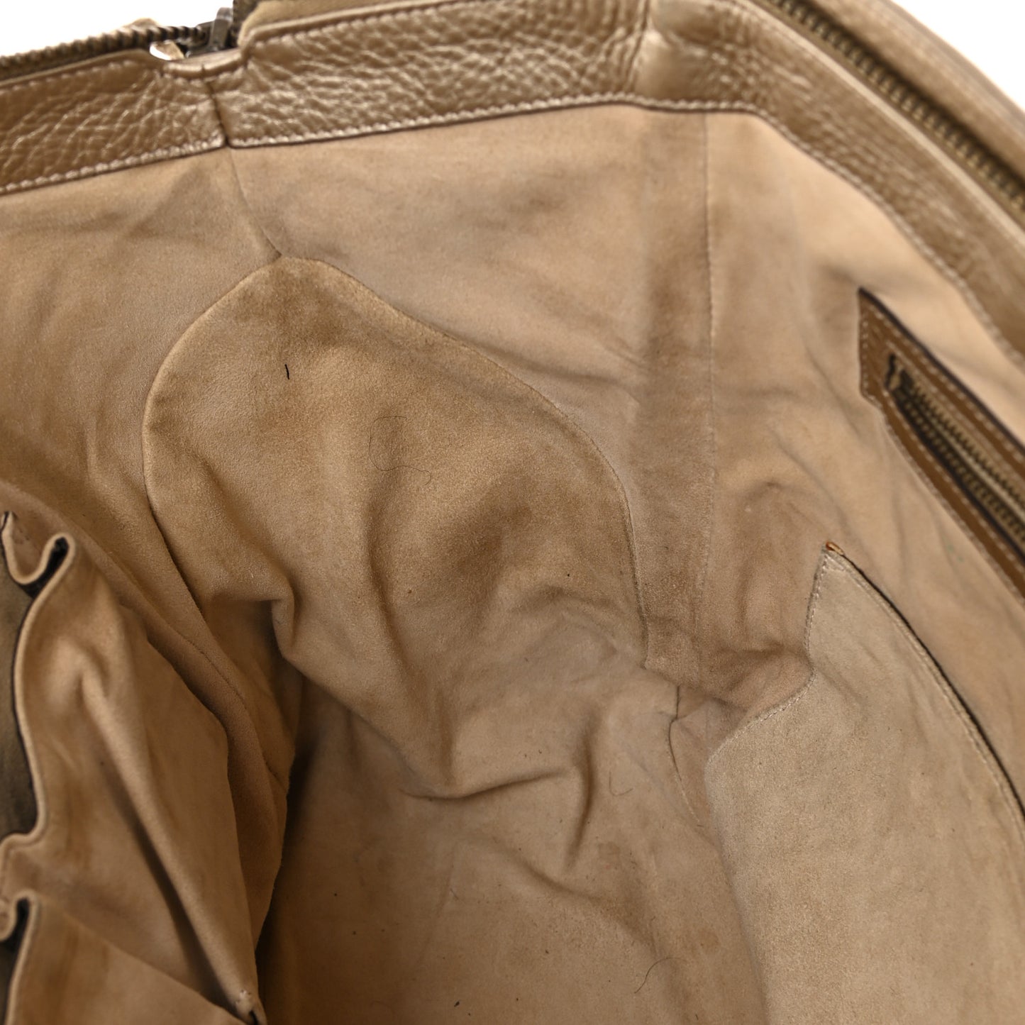 Metallic Pebbled Calfskin Medium 1973 Top Handle Satchel Golden Beige
