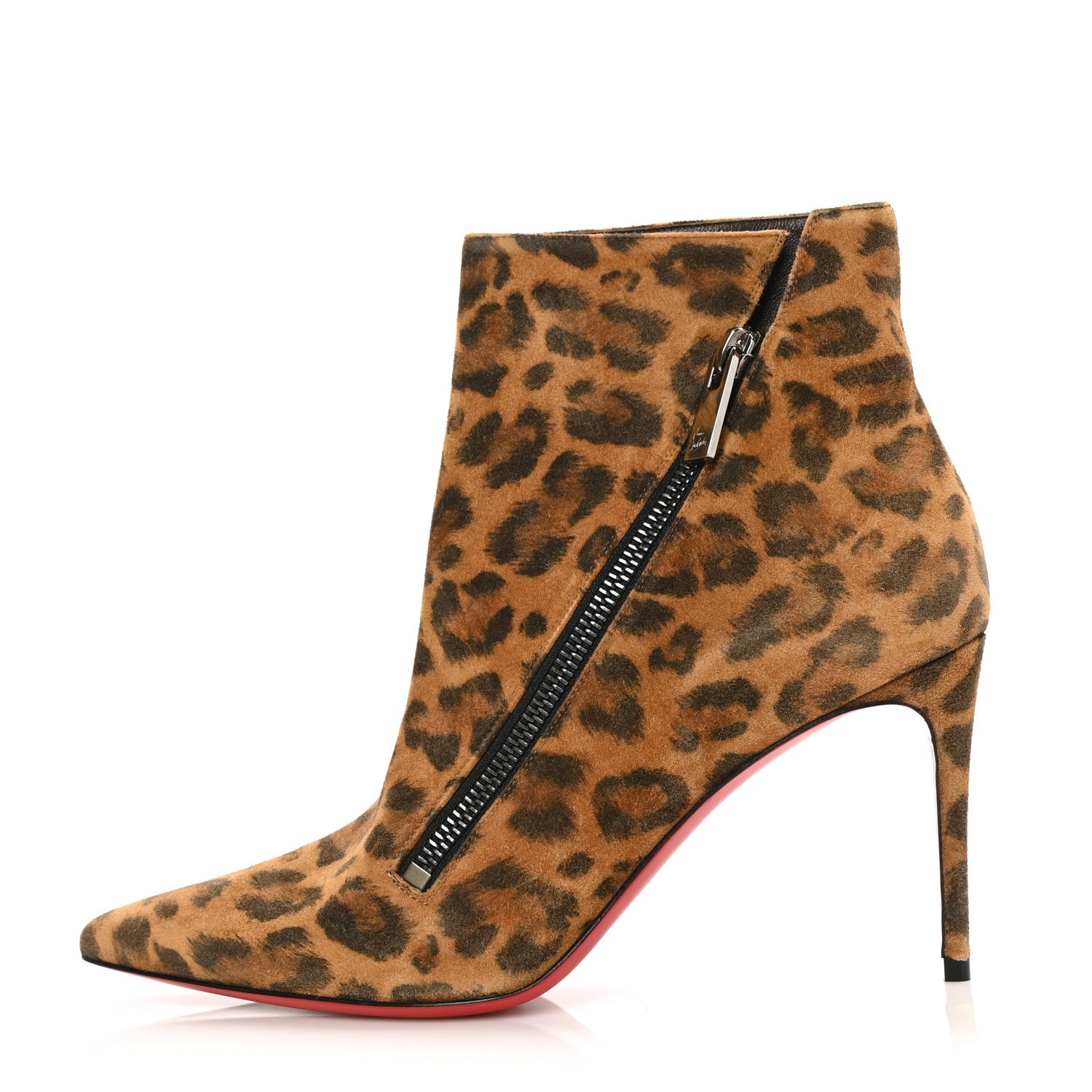 Christian Louboutin Veau Velours Kitty Birgikate 85 Ankle Boots 36.5 Leopard 1 of 7