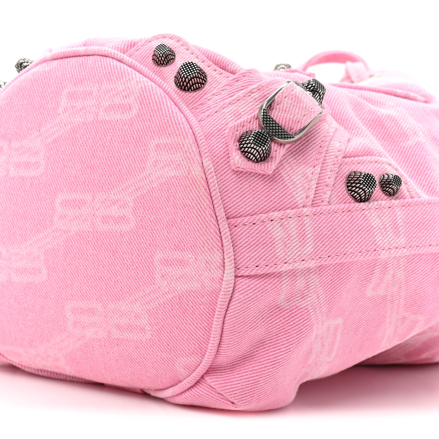 Balenciaga Washed Denim BB Monogram Le Cagole Bucket Bag XS Sweet Pink 8 of 10