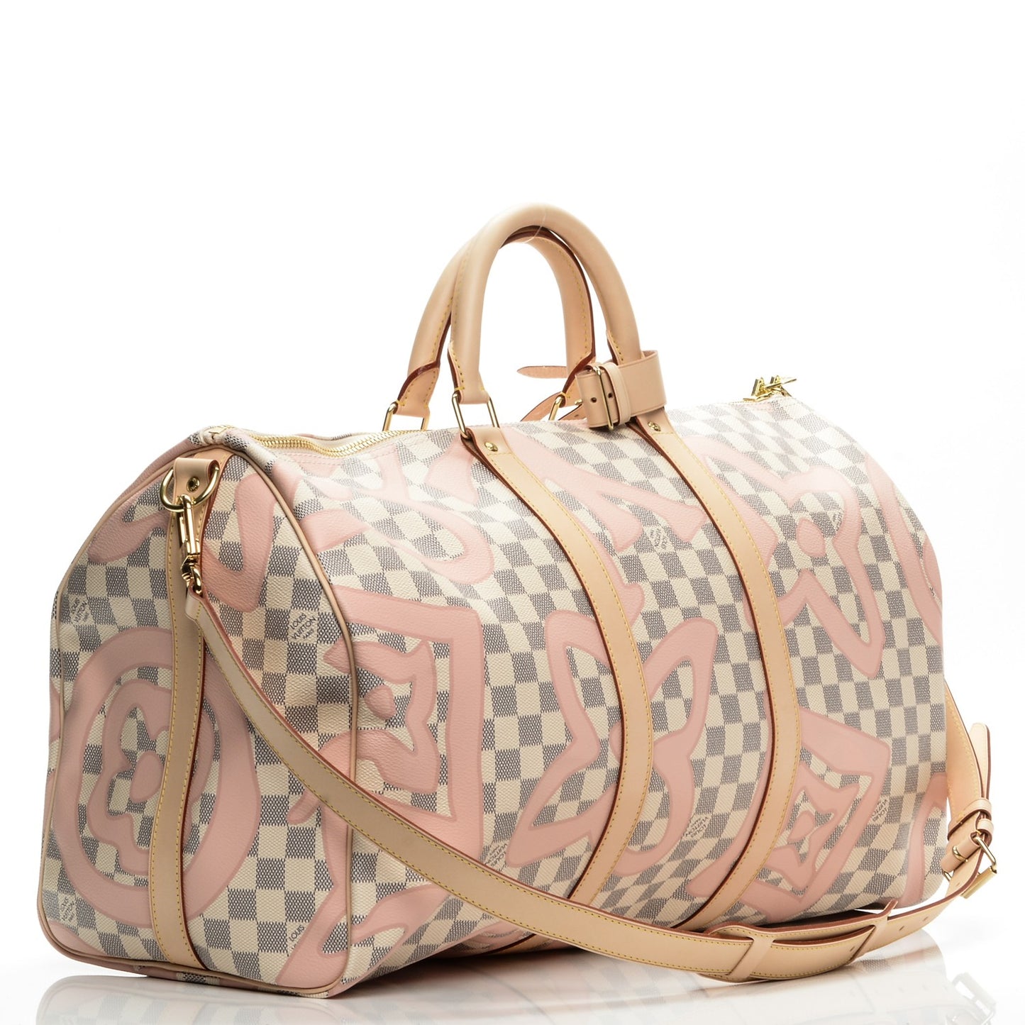 Damier Azur Tahitienne Keepall Bandouliere 50 Rose Ballerine