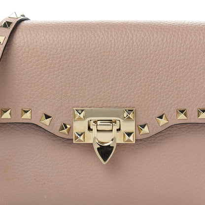 Valentino Garavani Pebbled Calfskin Medium Rockstud Flip Lock Crossbody Bag Poudre 9 of 9