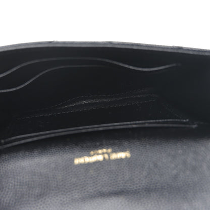Saint Laurent Grain De Poudre Matelasse Chevron Small Monogram Envelope Wallet Black 5 of 8