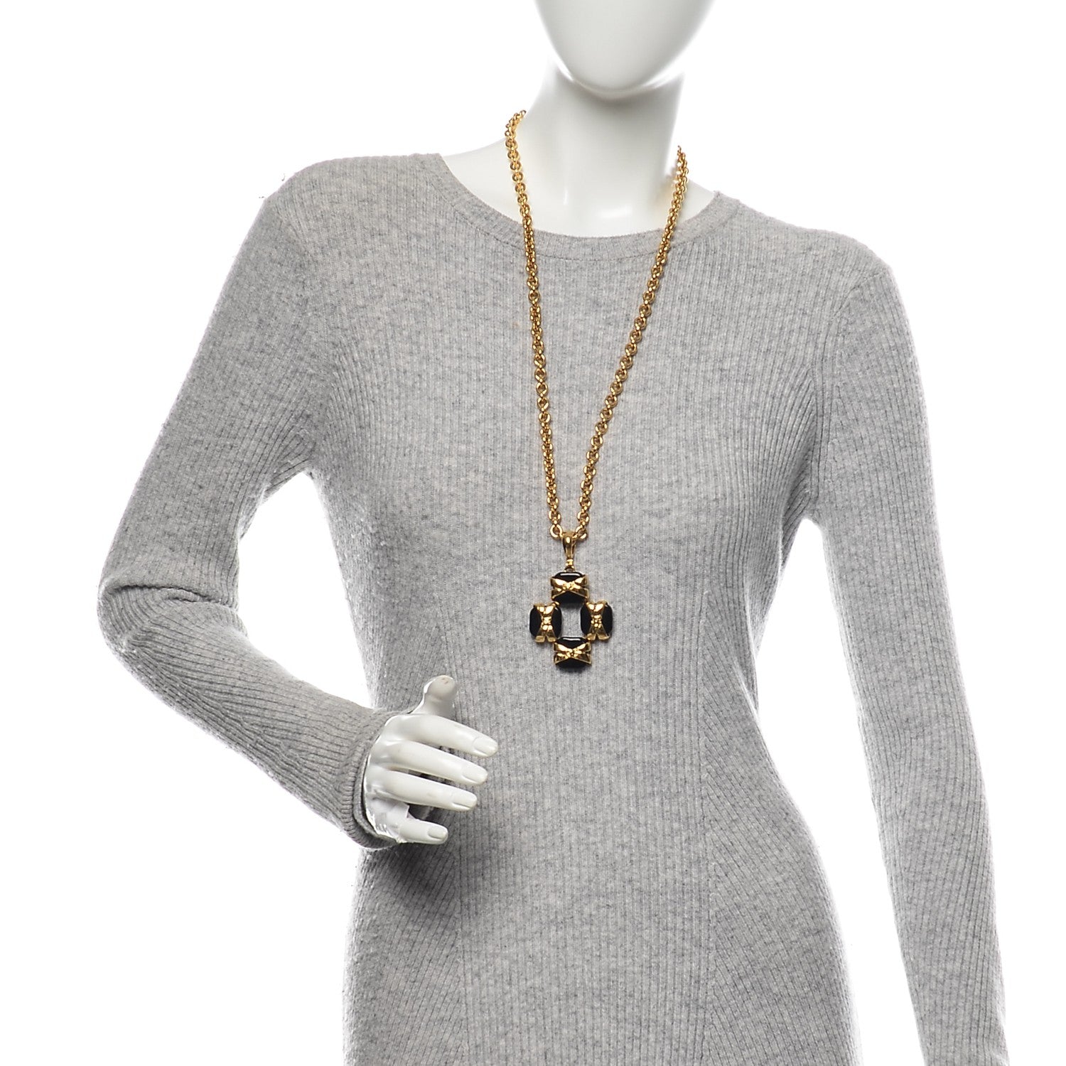 Chanel CC Necklace Gold Black 2 of 6