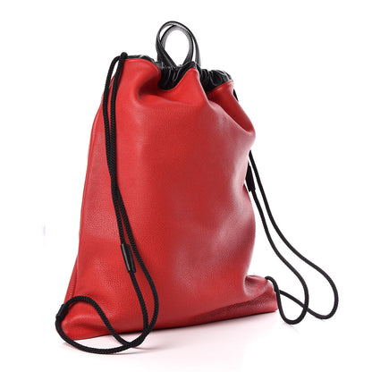 Gucci Calfskin Coco Capitan Logo Drawstring Backpack Hibiscus Red 3 of 9