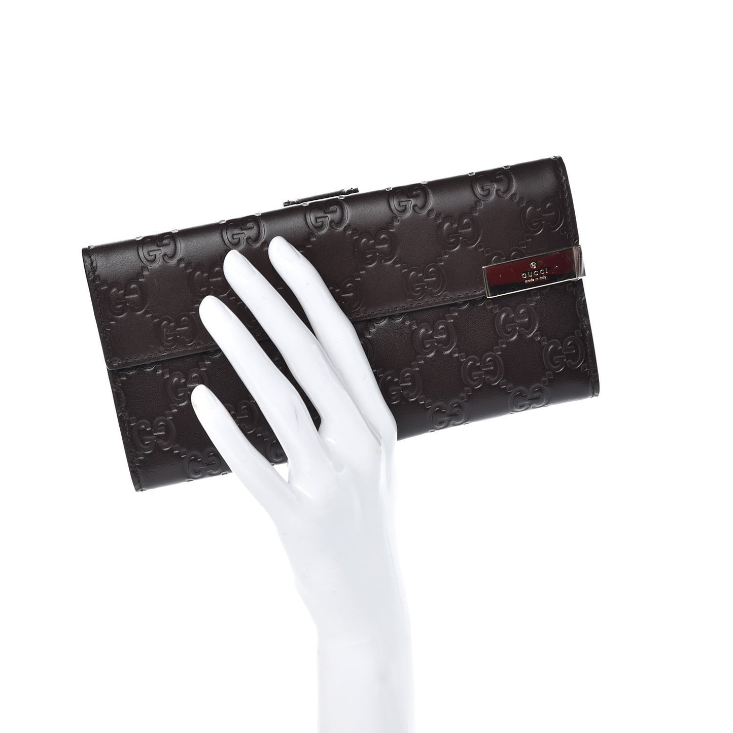 Guccissima Signature Dice Continental Wallet Chocolate