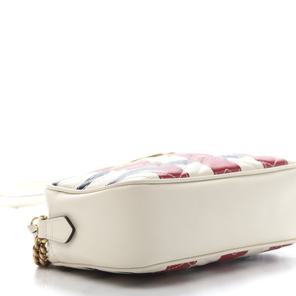 Gucci Calfskin Matelasse Trompe L'Oeil Print Small GG Marmont Chain Shoulder Bag White 10 of 13