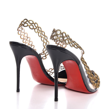 Christian Louboutin Patent PVC Malaika Half Dorsay 120 Pumps 38 Black Gold 4 of 8