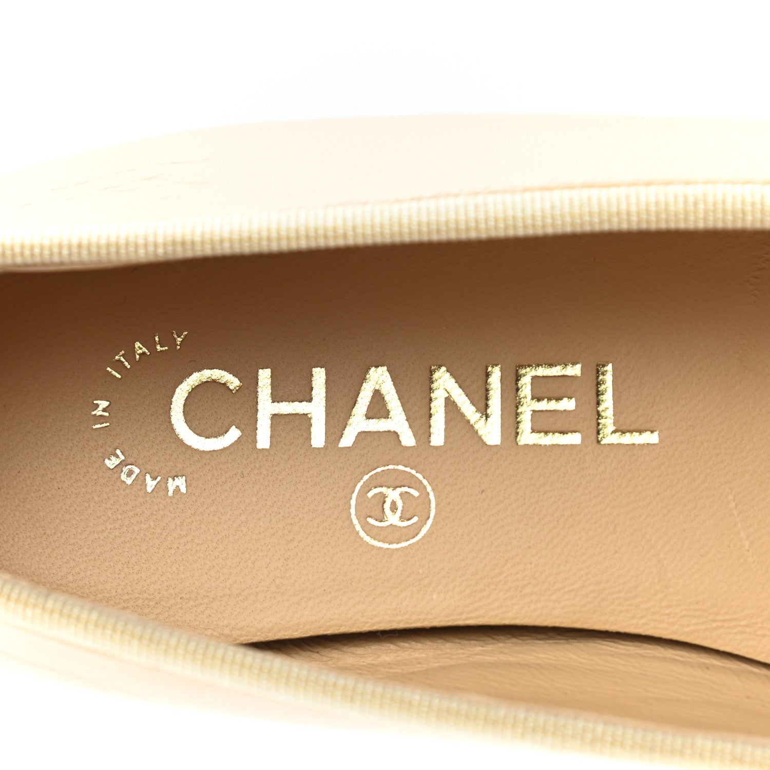 Chanel Lambskin Cap Toe CC Ballerina Flats 36.5 Beige Black 7 of 10
