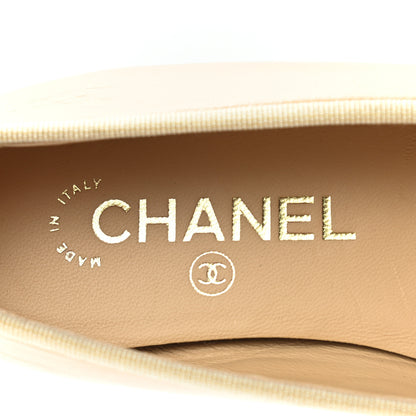 Chanel Lambskin Cap Toe CC Ballerina Flats 36.5 Beige Black 7 of 10