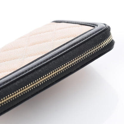 Chanel Caviar Quilted Small Filigree Zip Around Wallet Beige Black 14 of 15