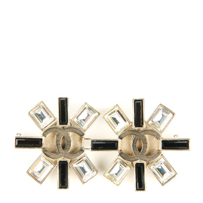 Chanel Baguette Crystal CC Brooch Silver Black 1 of 5