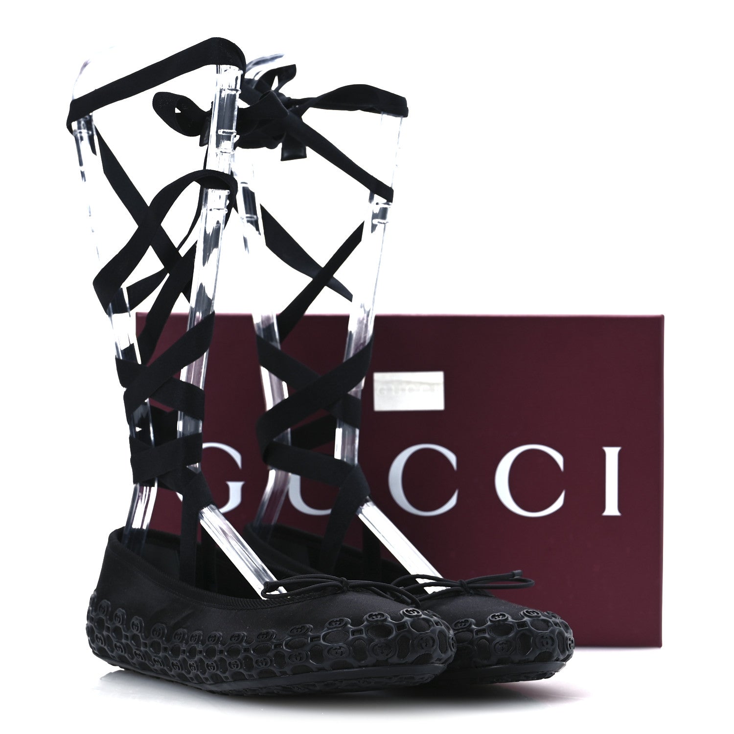 Gucci Rubber Satin Ballerina Flats 40 Black 11 of 11