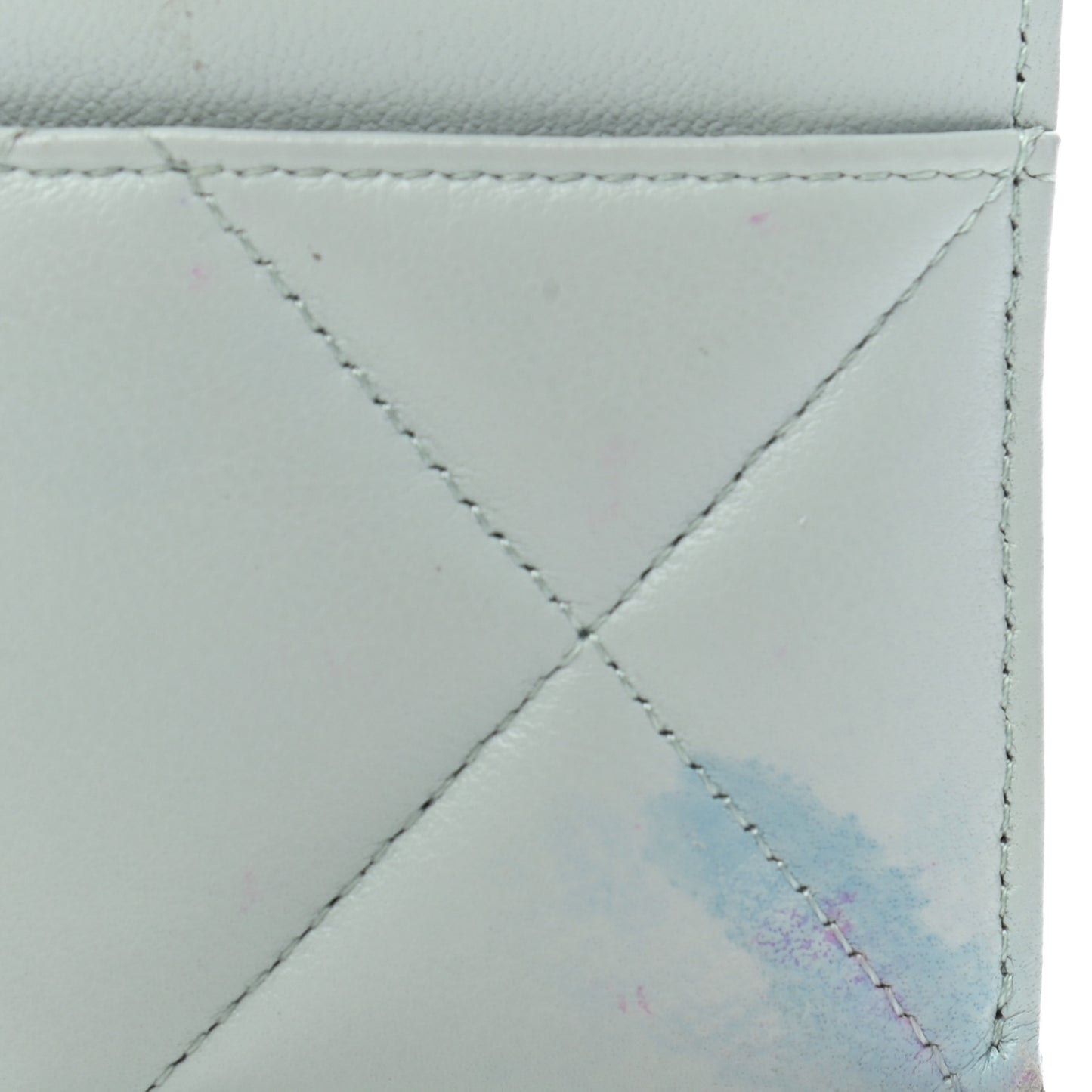 Lambskin Quilted Chanel 19 Card Holder Light Blue