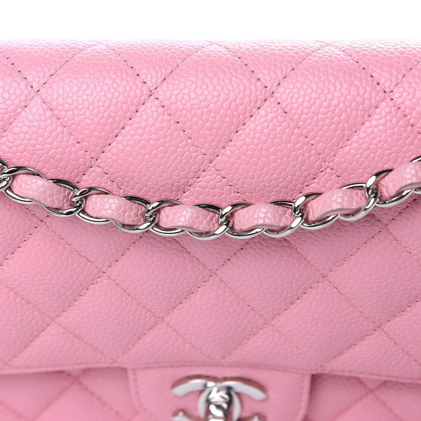 Caviar Quilted Medium Double Flap Pink