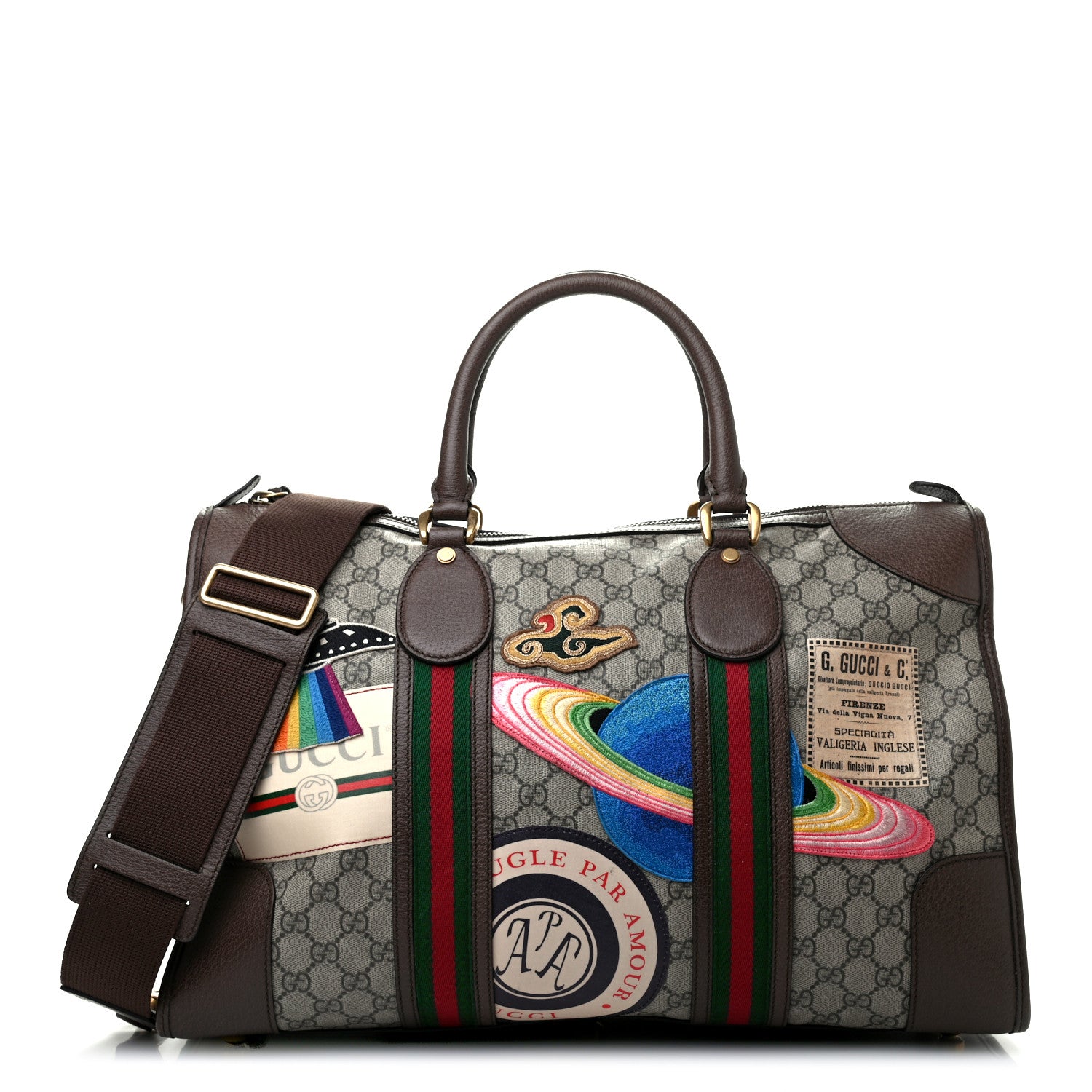 Gucci Soft GG Supreme Monogram Courrier Medium Duffle Bag Beige New Acero Multicolor 1 of 6