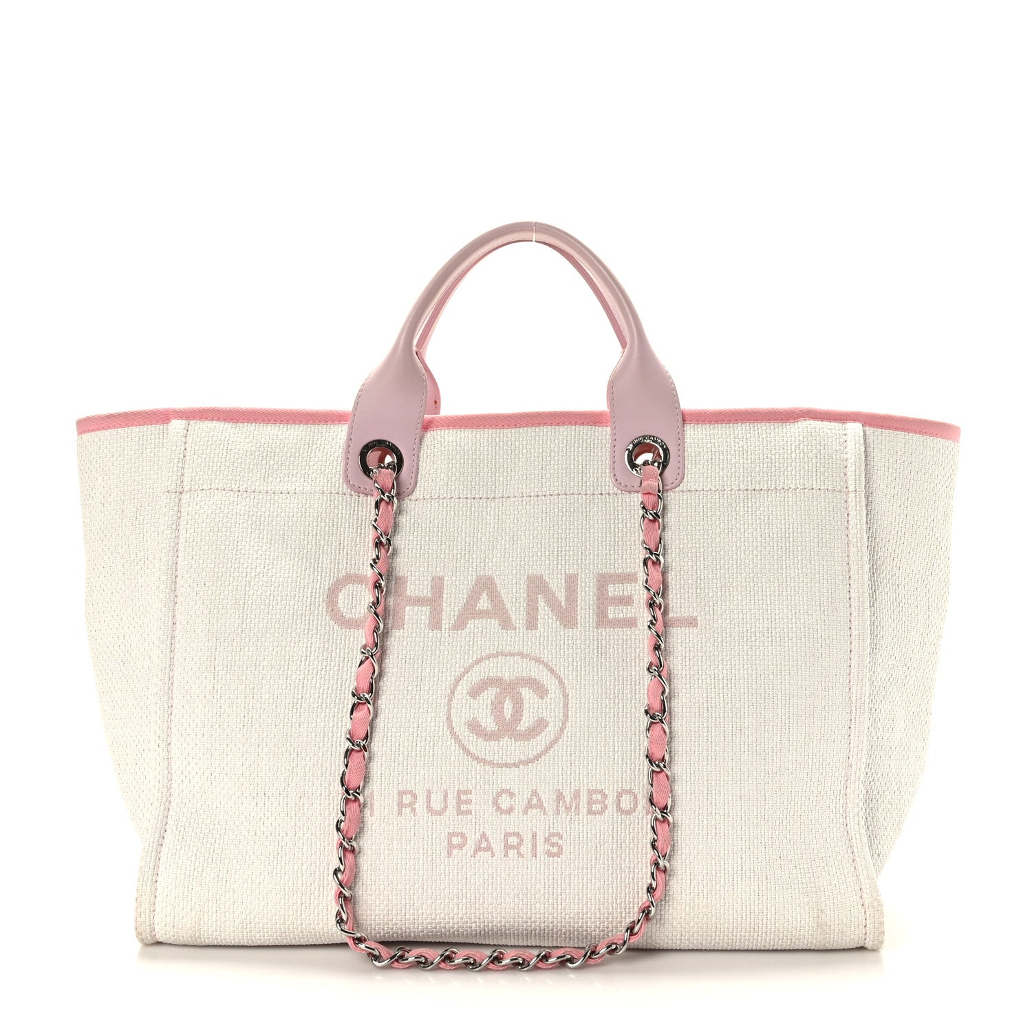 Chanel Woven Straw Raffia Medium Deauville Tote Pink 1 of 9