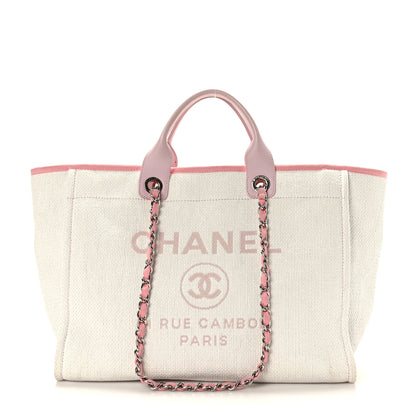 Chanel Woven Straw Raffia Medium Deauville Tote Pink 1 of 9