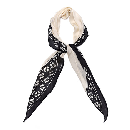 Chanel Silk Clover Scarf Black Ivory 1 of 7