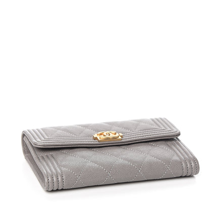 Chanel Caviar Quilted Medium Boy Flap Wallet Grey 3 of 8