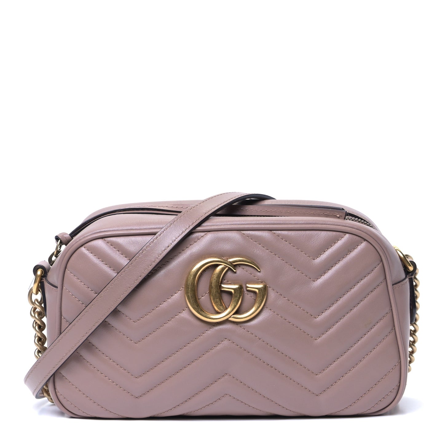 Calfskin Matelasse Small GG Marmont Chain Shoulder Bag Porcelain Rose