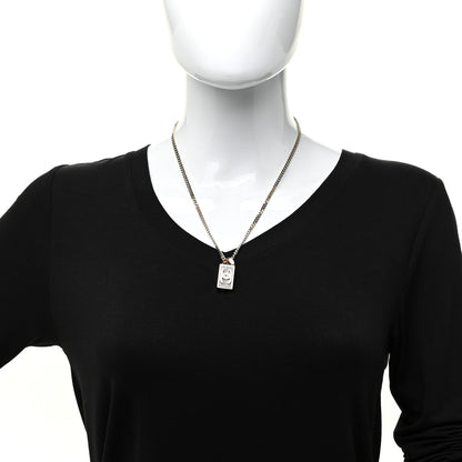 Chanel Crystal Dog Tag Charm Necklace Gold 2 of 5