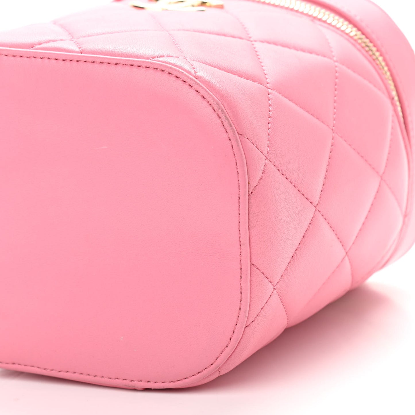 Lambskin Quilted Trendy Vanity Case Pink