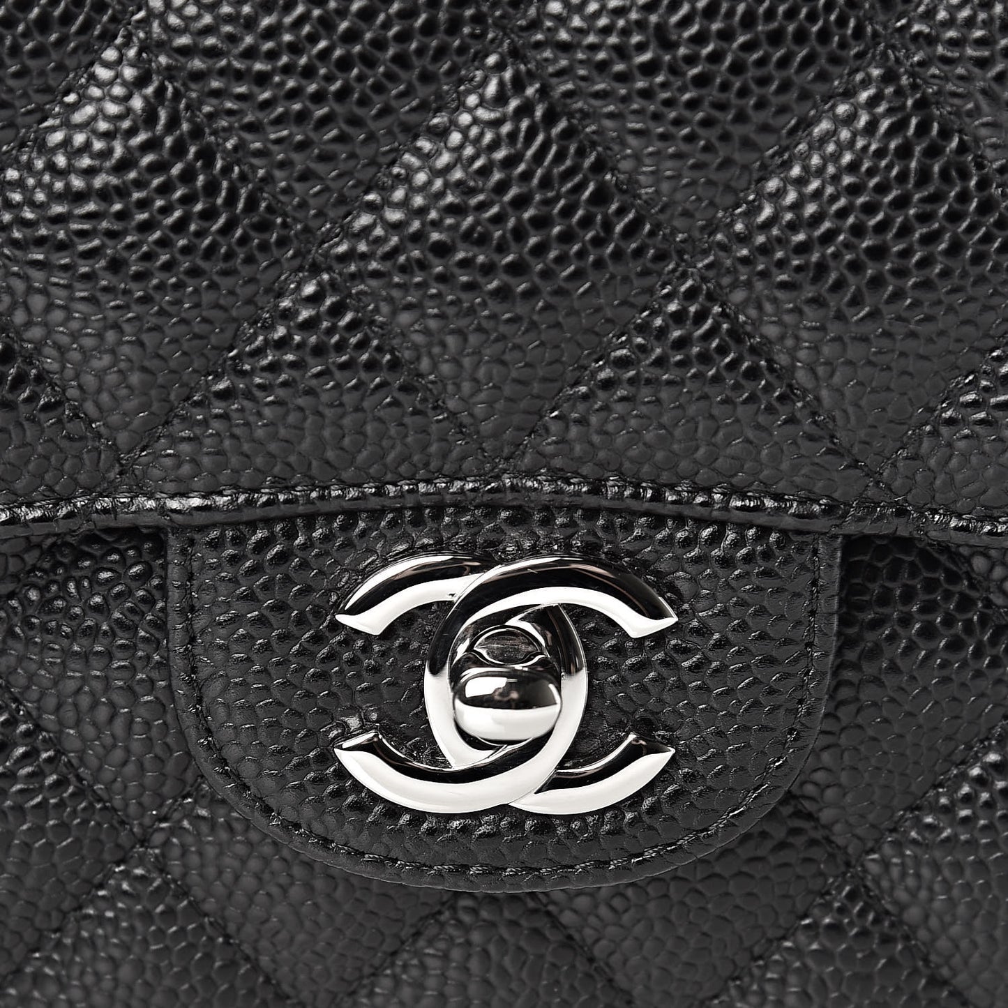 Caviar Quilted Medium Double Flap Black