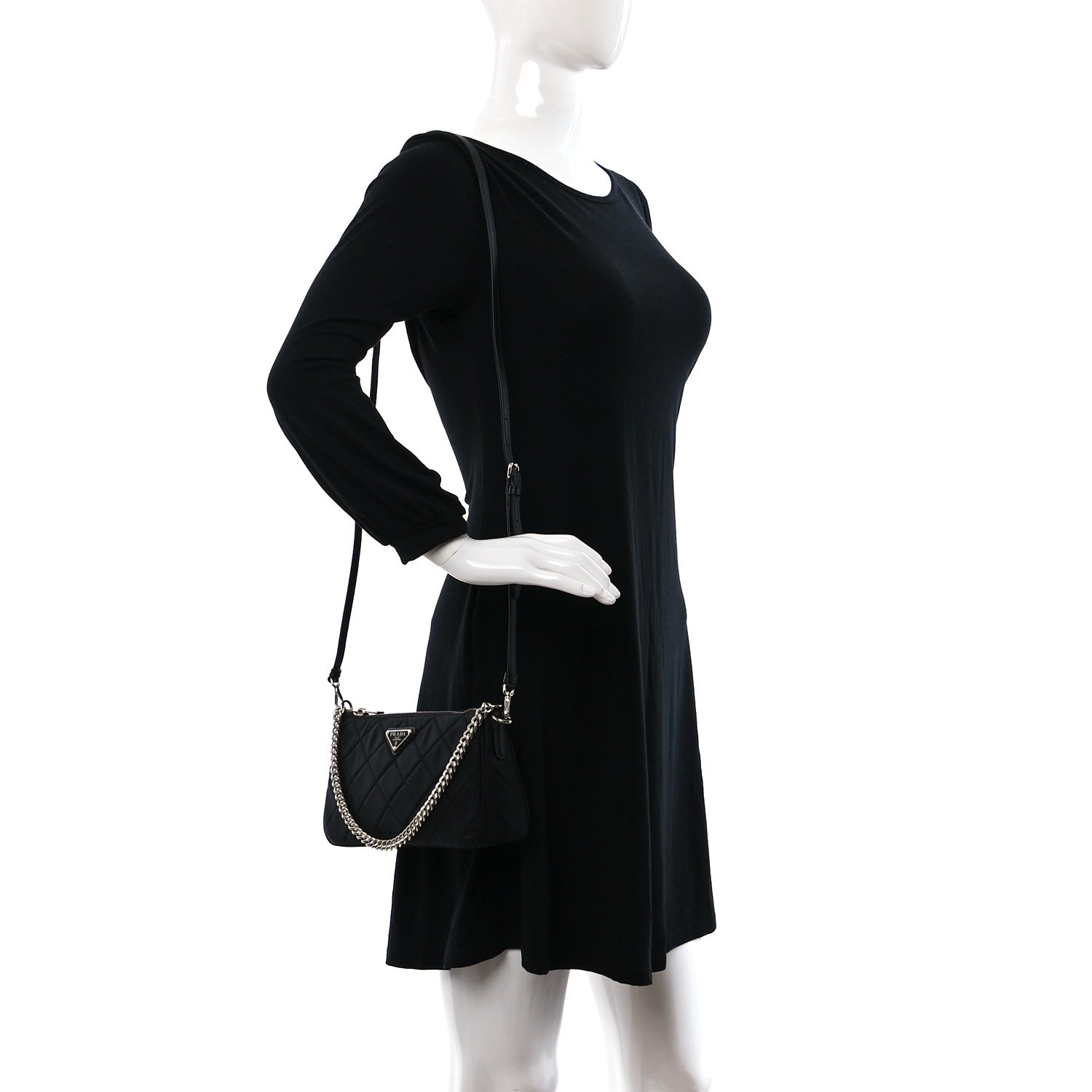 Prada Nylon Tessuto Impuntu Quilted Crossbody Bag Black 2 of 8