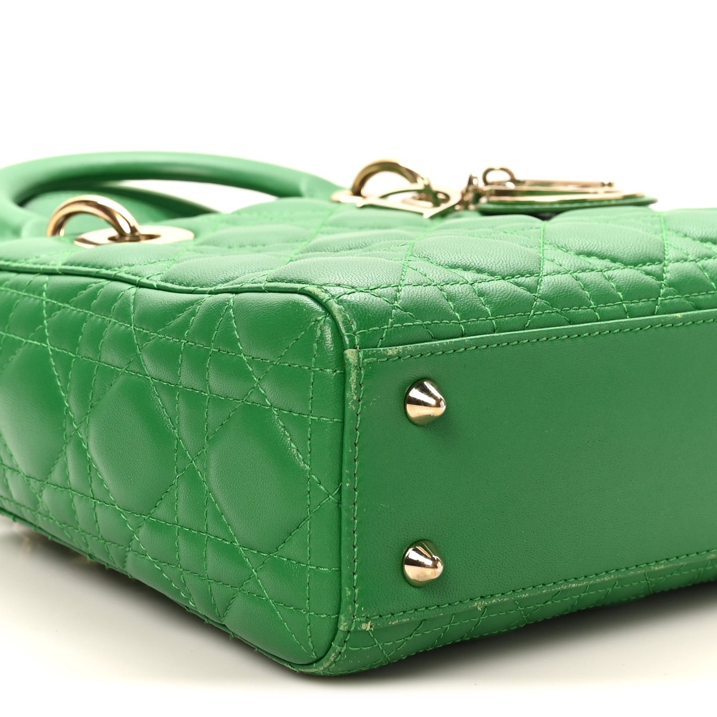 Lambskin Cannage Small Lucky Badges My Lady Dior Green