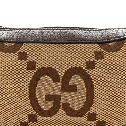 Gucci Monogram Jumbo GG Textured Dollar Calfskin Web Mini Ophidia Half Moon Hobo Camel Ebony New Acero 7 of 10