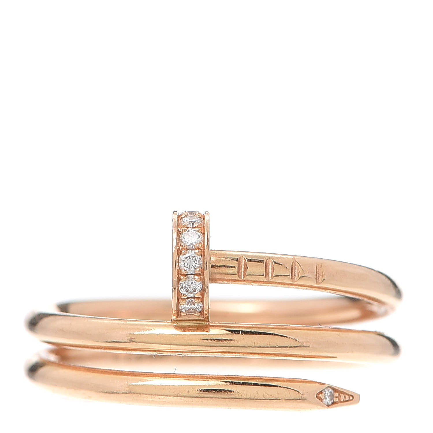 Cartier 18K Pink Gold Diamond Double Juste Un Clou Ring 53 6.25 1 of 6