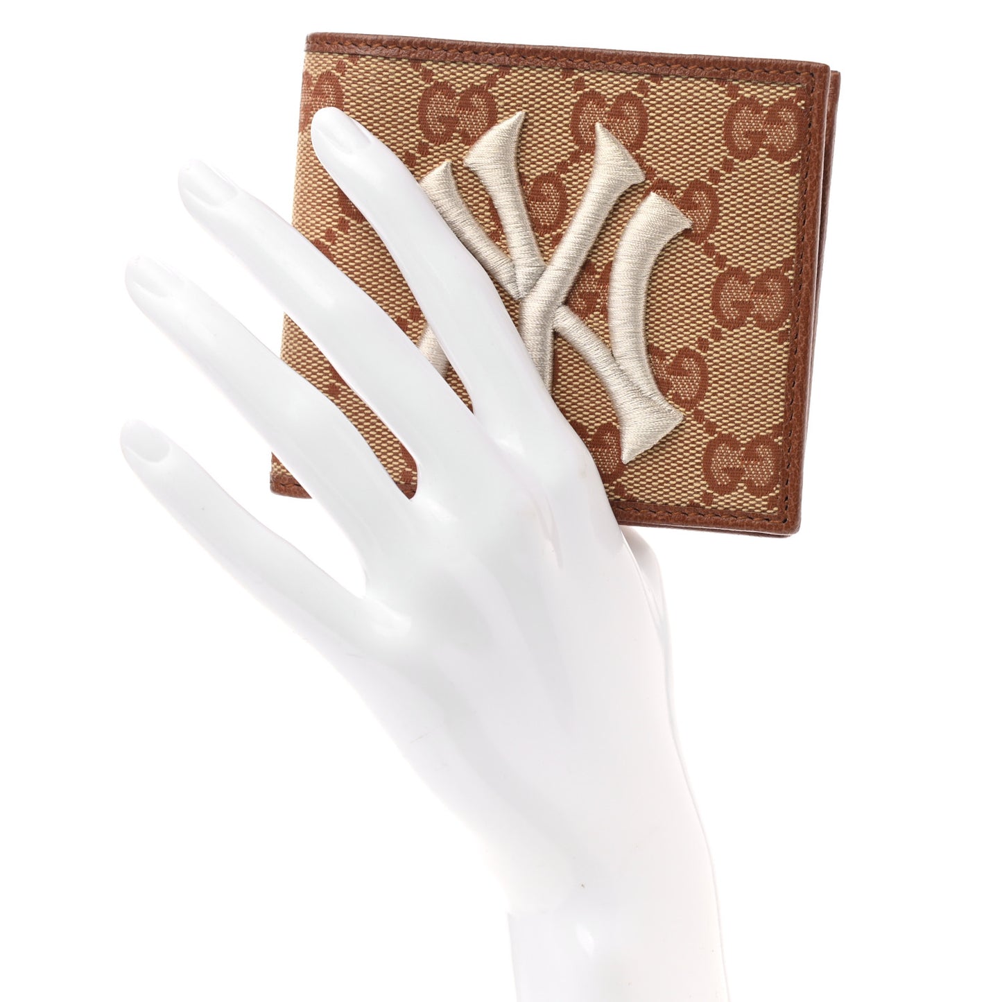 X MLB Monogram NY Yankees Bi-Fold Wallet Beige Ruggine Ivory