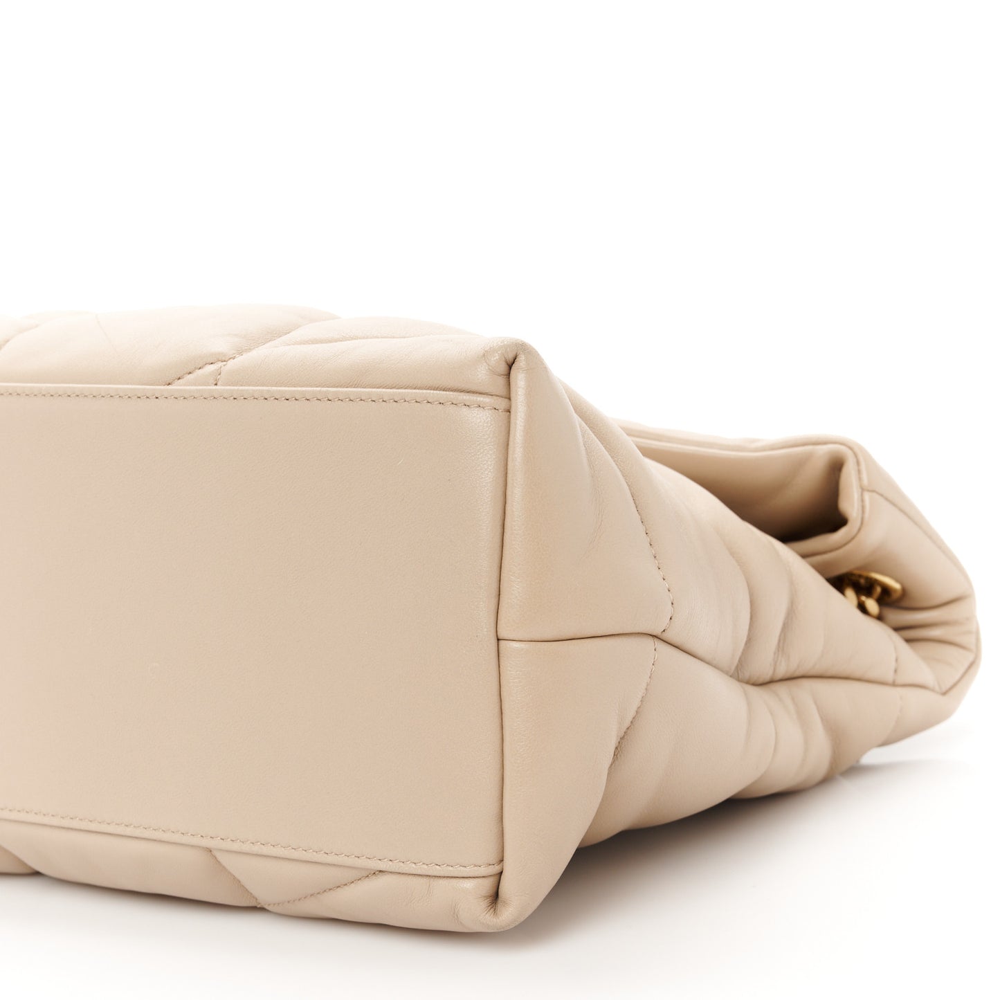 Lambskin Quilted Medium Loulou Puffer Monogram Chain Satchel Dark Beige