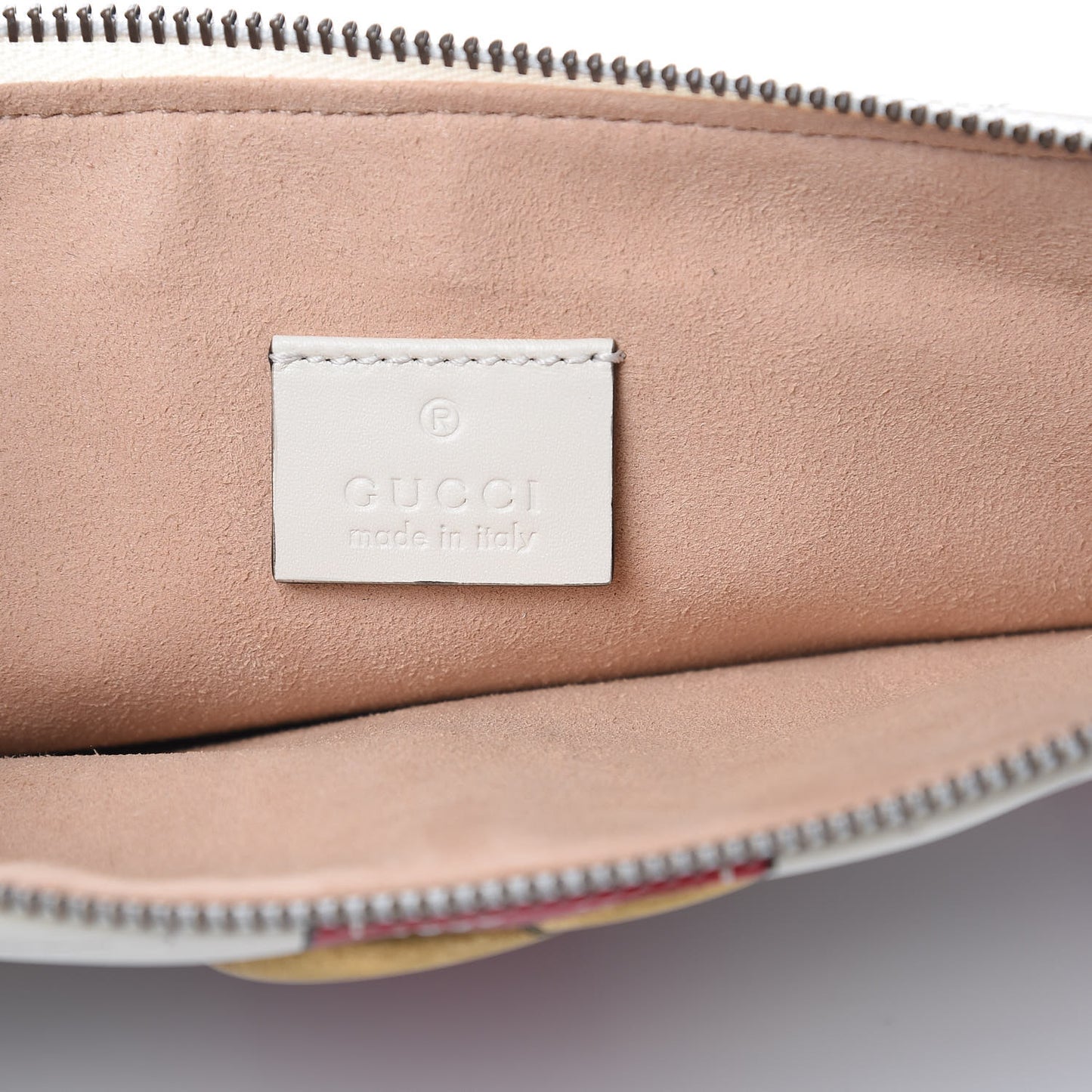 Calfskin Matelasse Trompe L'Oeil Print GG Marmont Zip Pouch White