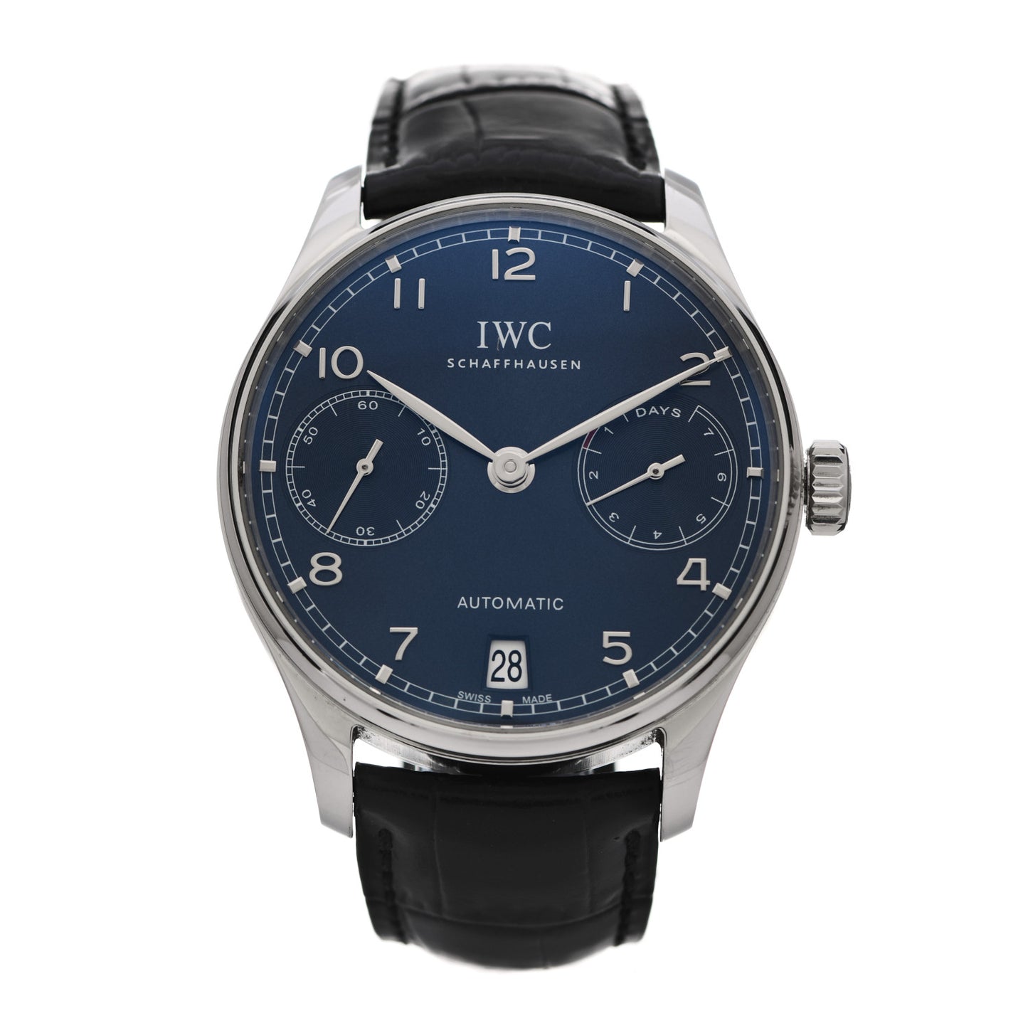 Stainless Steel Alligator 42mm Portugieser 150 Years Automatic Watch Blue IW500710