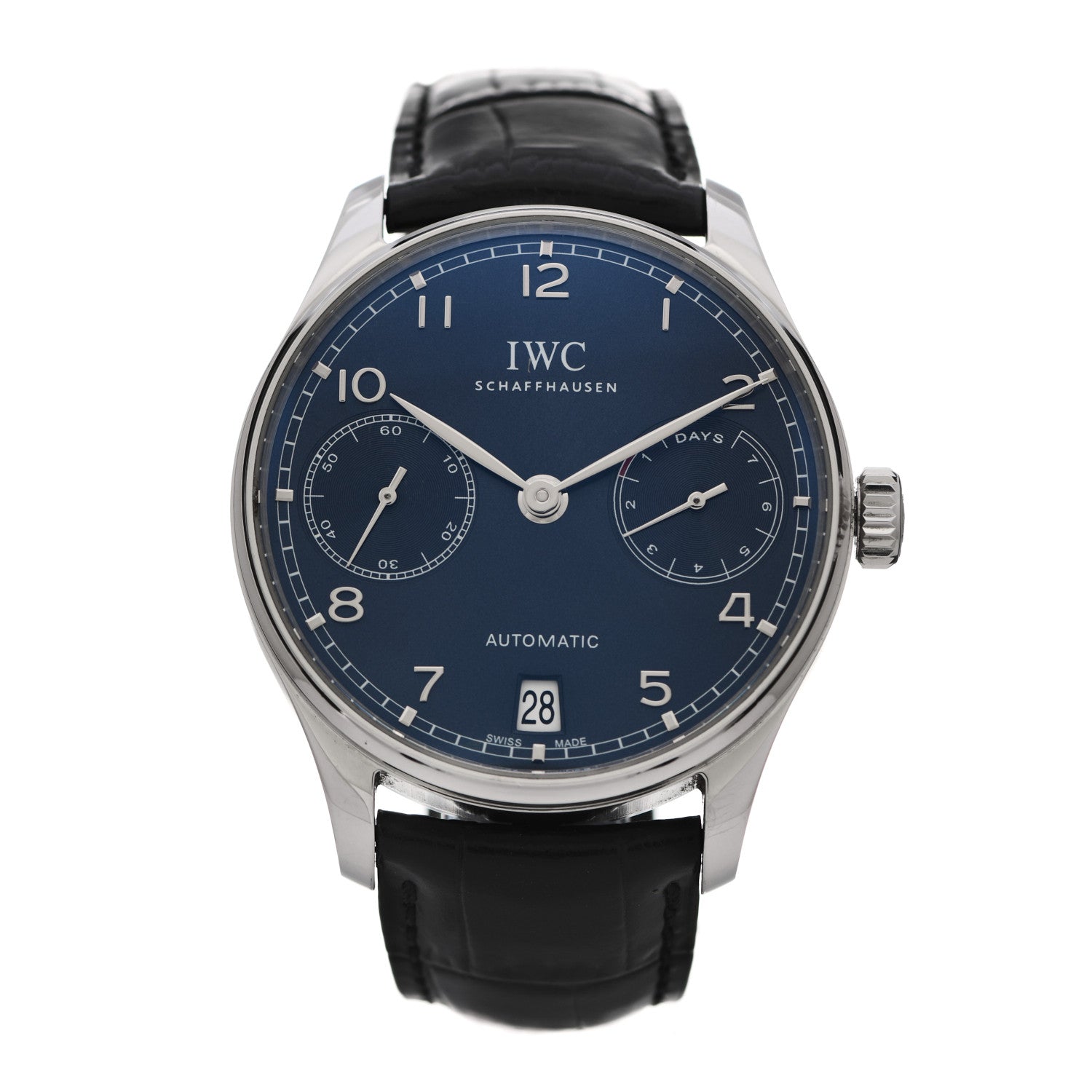 IWC Stainless Steel Alligator 42mm Portugieser 150 Years Automatic Watch Blue IW500710 1 of 4