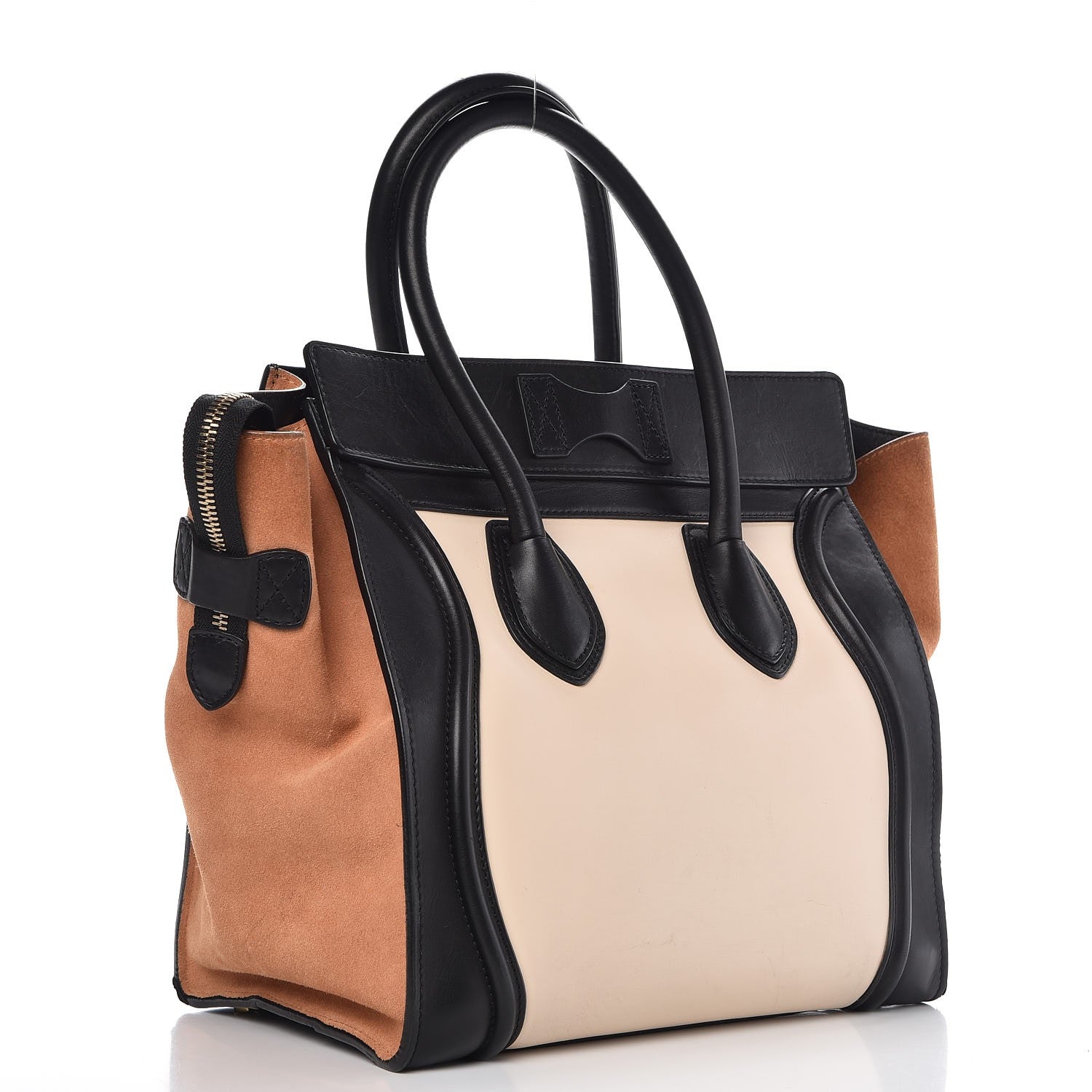Celine Satin Calfskin Suede Mini Tri-Color Luggage Seashell 3 of 16