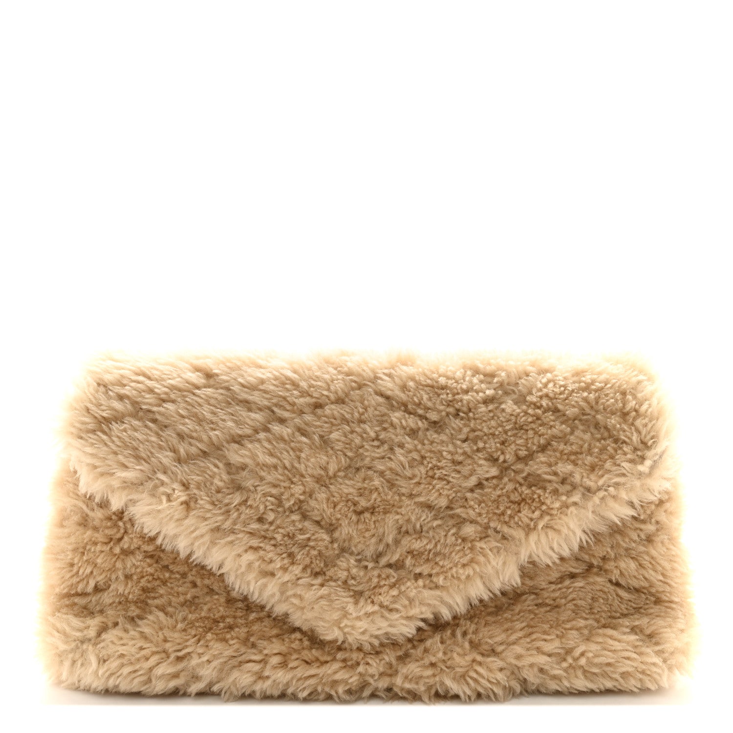 Saint Laurent Shearling Lambskin Quilted Sade Puffer Envelope Clutch Natural Beige 1 of 11