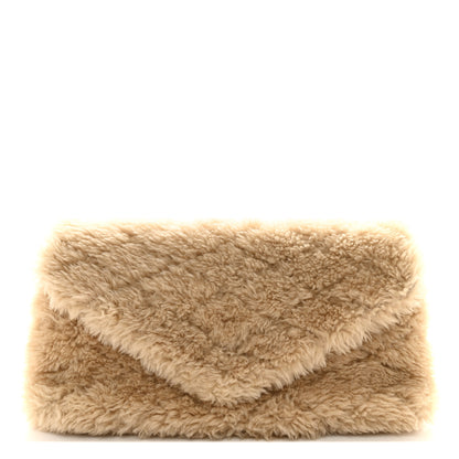 Saint Laurent Shearling Lambskin Quilted Sade Puffer Envelope Clutch Natural Beige 1 of 11