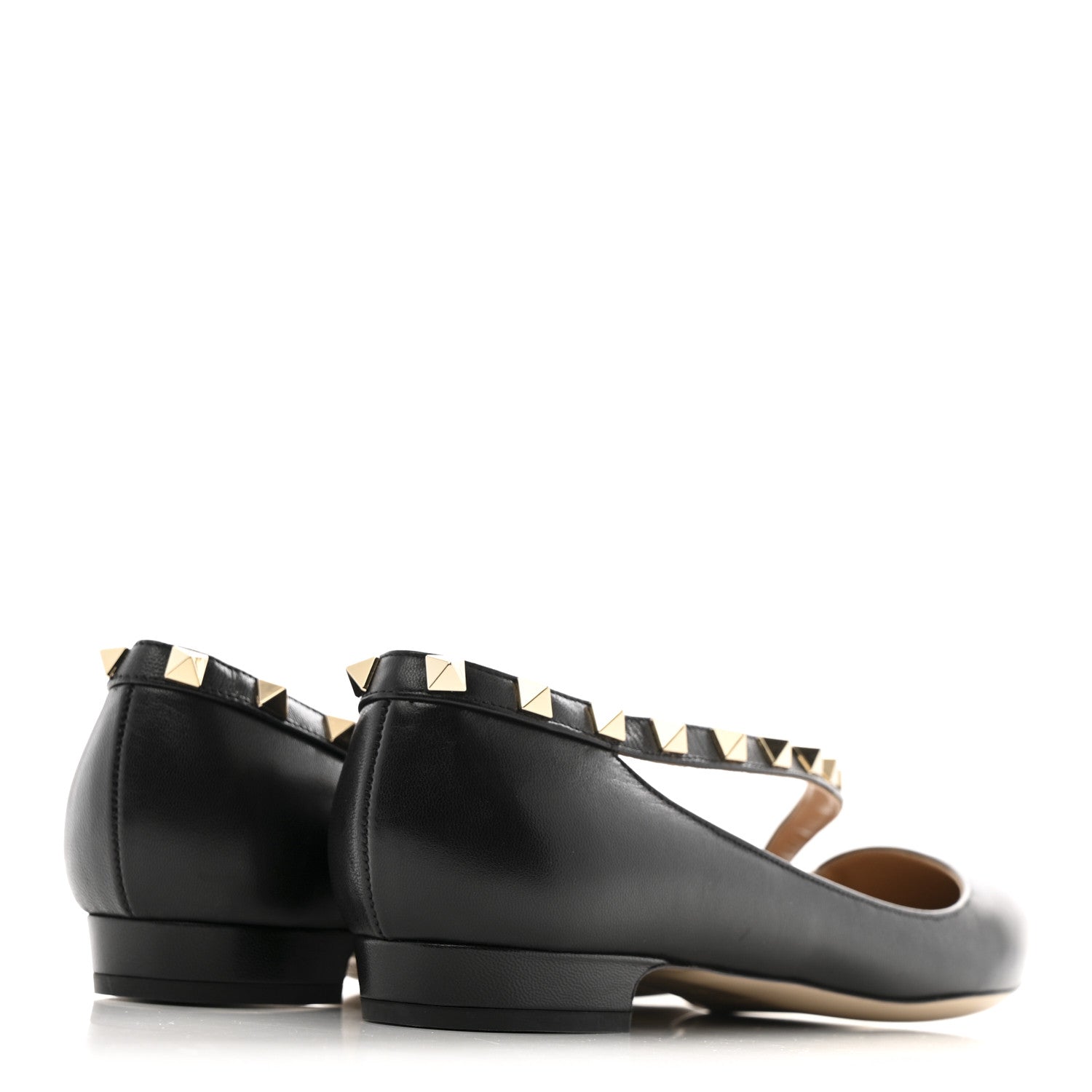 Valentino Garavani Calfskin Nappa Rockstud D'Orsay Strap Flats 37 Black Poudre 5 of 10