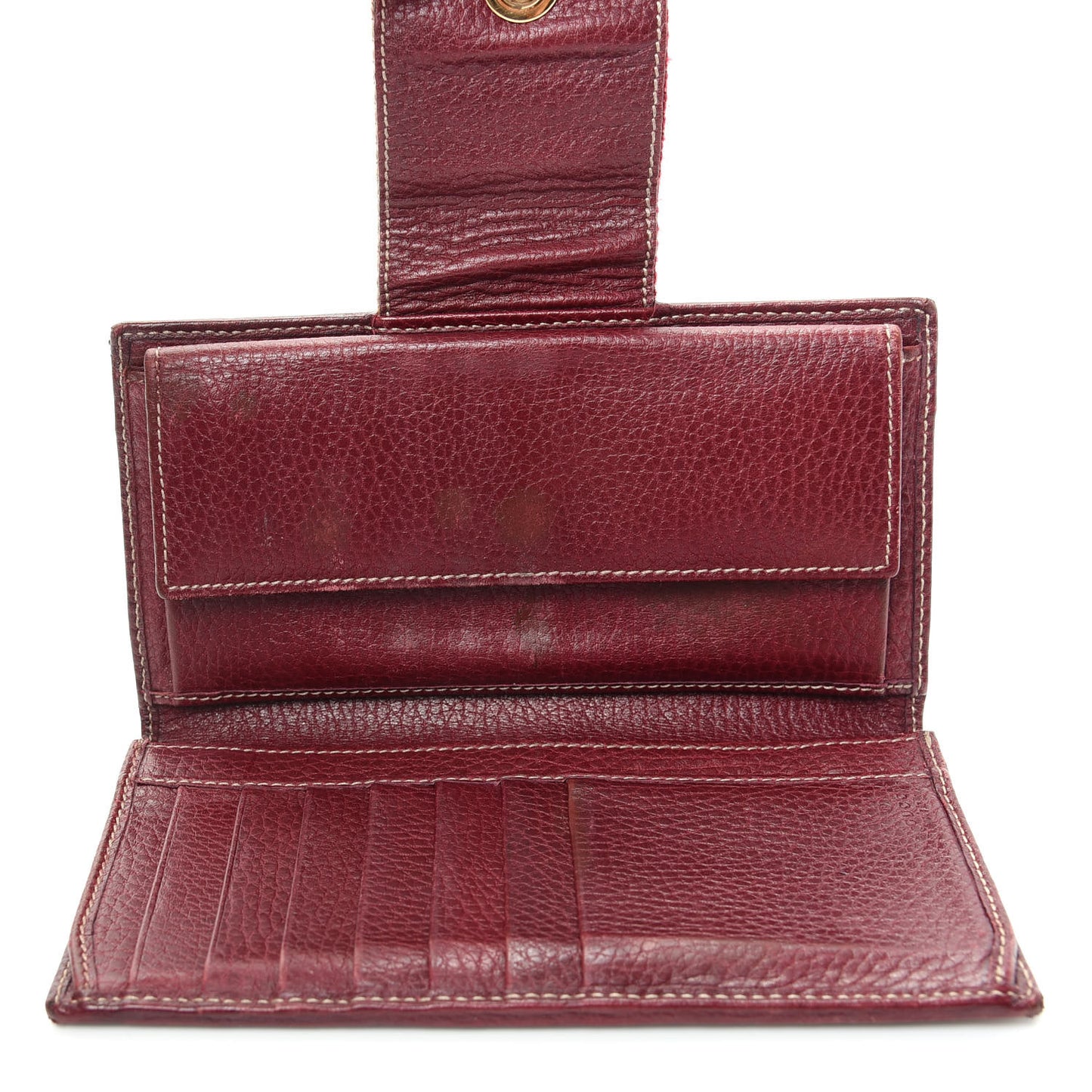 Monogram Calfskin Ladies Web Long Wallet Beige Ebony Bordeaux