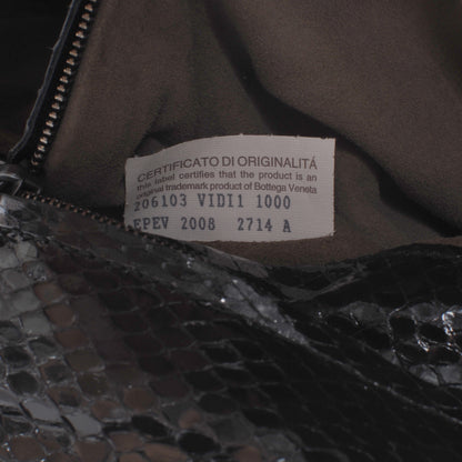 Bottega Veneta Leather Ayers Snakeskin Trim Origami Tote Nero Black 7 of 8