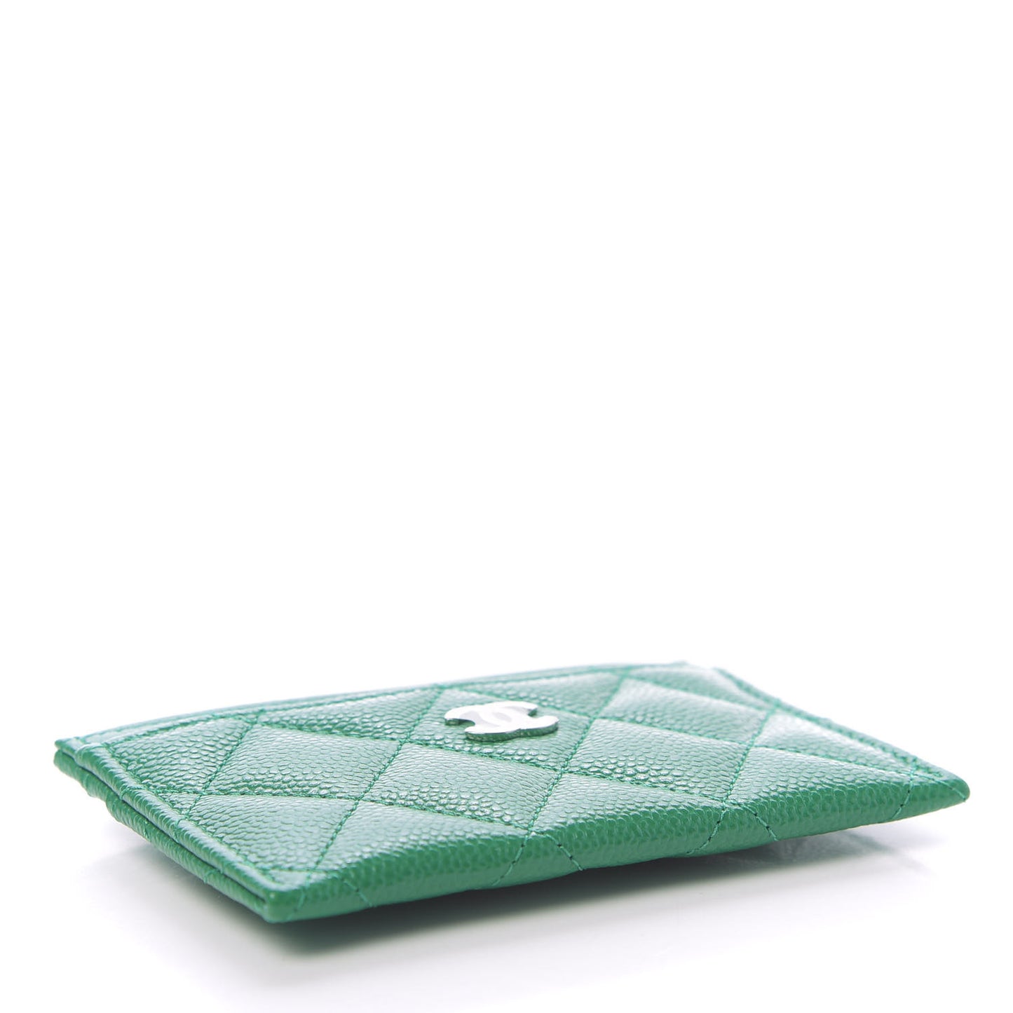 Caviar Quilted Card Holder Green