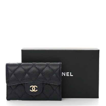 Chanel Caviar Quilted Flap Card Holder Wallet Navy Blue 10 of 10
