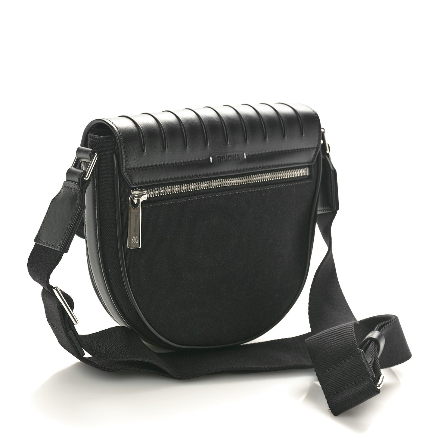Calfskin Canvas Never Still Crossbody Flap Bag Black