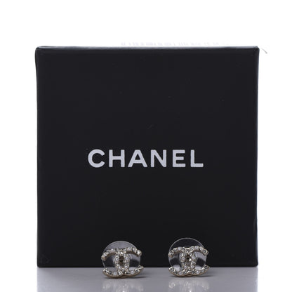 Chanel Pearl Crystal CC Charms Stud Earrings Light Gold 5 of 5