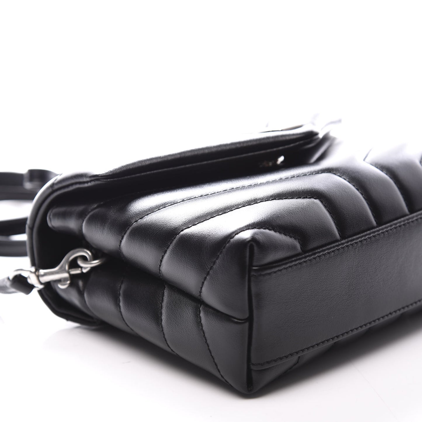 Calfskin Y Quilted Monogram Toy Loulou Crossbody Bag Black