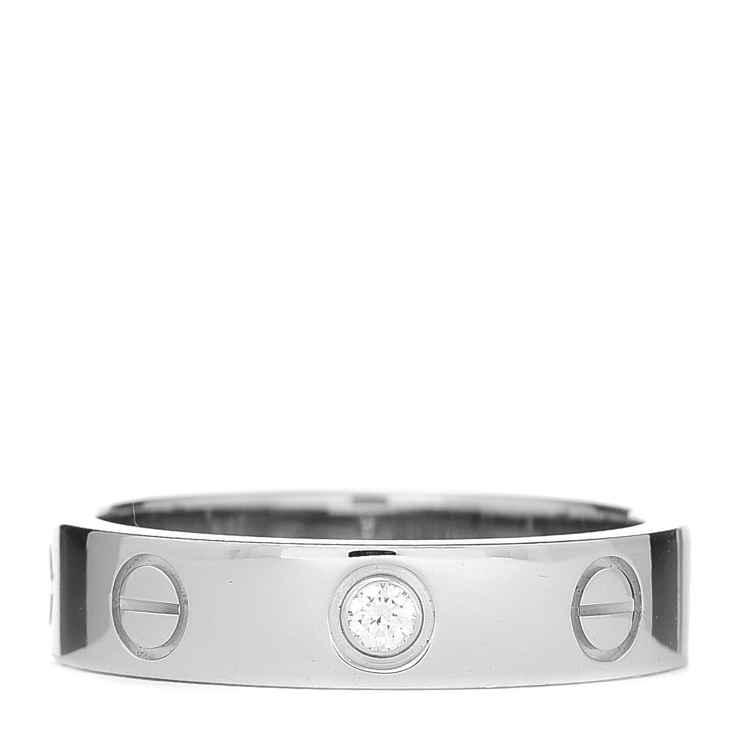 Cartier 18K White Gold Diamond 4mm LOVE Wedding Band Ring 47 4 1 of 4